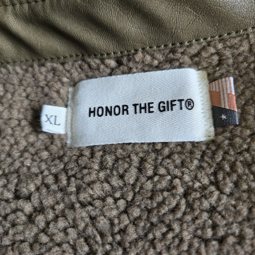 Honor The Gift Olive Vegan Leather Knit Sweater Jacket XL Urban Streetwear NWT